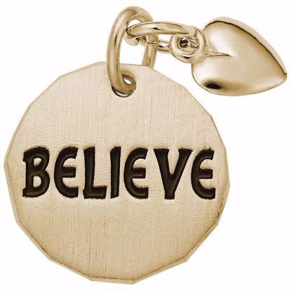 Picture of Believe Tag W/Heart Charm Pendant - 14K Gold