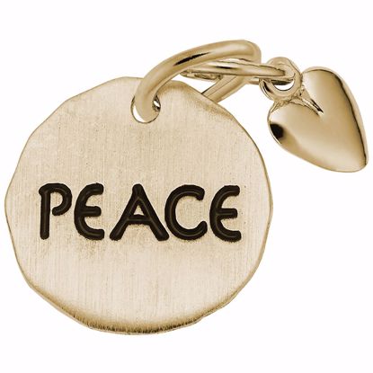 Picture of Peace Tag W/Heart Charm Pendant - 14K Gold