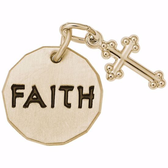 Picture of Faith Tag W/Cross Charm Pendant - 14K Gold